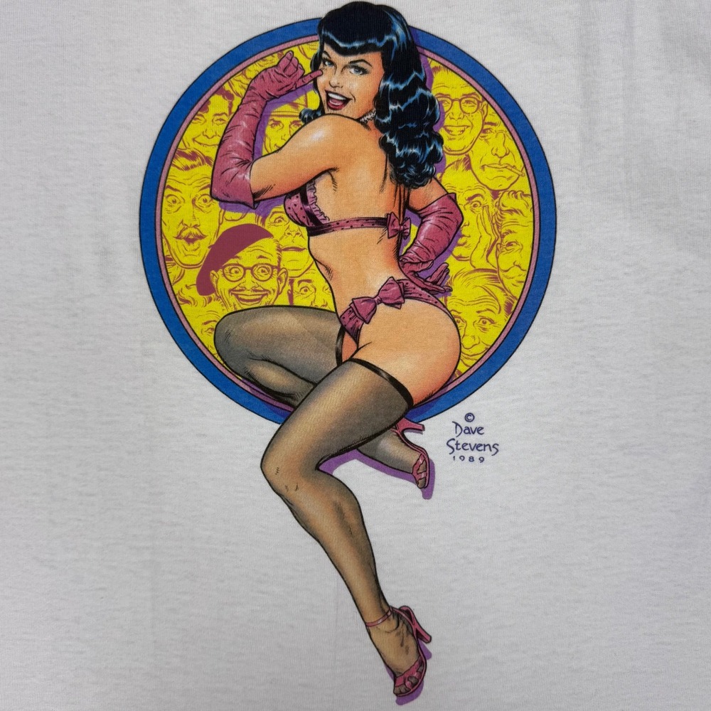 Vintage 1989 Dave Stevens Pin-up T-Shirt Medium Anvil USA Graphitti Designs NOS - Picture 10 of 13
